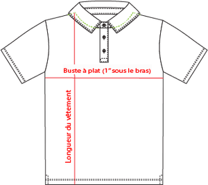 Charte de grandeur A7015W (XS à 3XL)